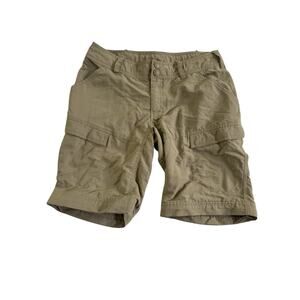 The North Face Womens 2 Shorts Khaki Hiking Cargo Nylon missing zip offs #7094